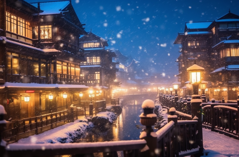 日本温泉小镇大坂泽银山温泉近日遭遇暴雪,高清,摄影图,摄影图片,图片大全,摄影图免费下载